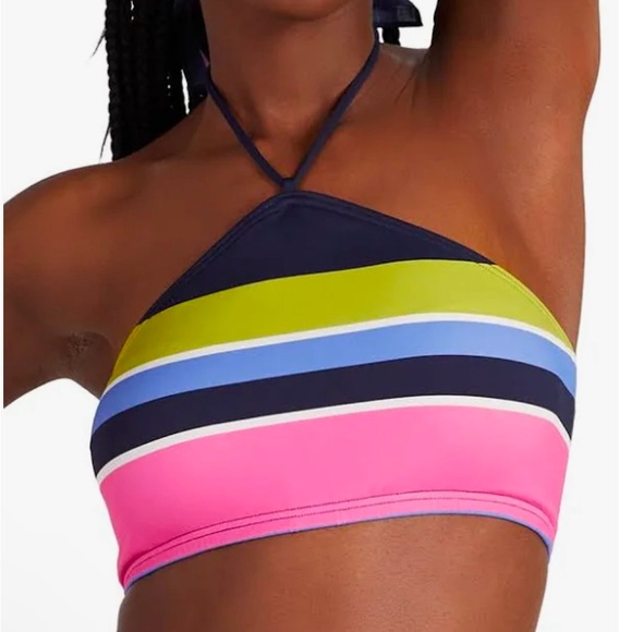 Kate Spade L (medium better) halter NWT MULTI STRIPE COLOR BIKINI TOP - Picture 1 of 8